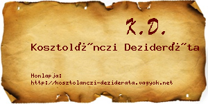 Kosztolánczi Dezideráta névjegykártya